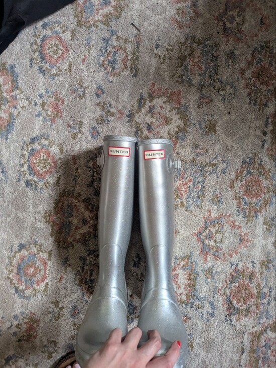 Hunter Shoes - Hunter Tall Glossy Silver Rain Boots